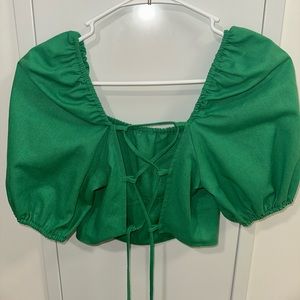 Green Puff Sleeve Top